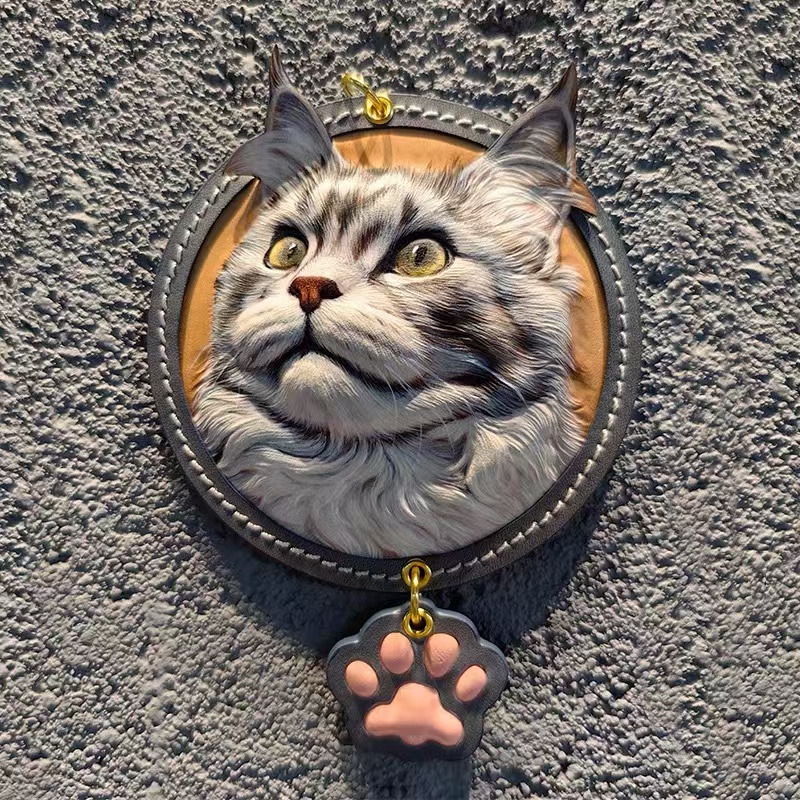 Custom Leather Engraved Pet Keychain - Personalized Pet Keepsake - PawPaw-Pet