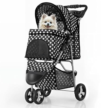All-Terrain Pet Stroller: 3-Wheel Foldable Jogger w/ Weather Cover & Storage (Small/Medium Pets) - PawPaw-Pet
