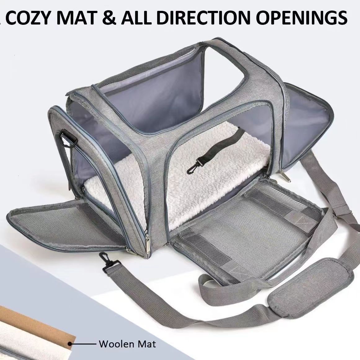 Airline Pet Carrier for Cats & Small Dogs – Collapsible Soft-Sided Travel Bag (Up to 15 lbs) - PawPaw-Pet