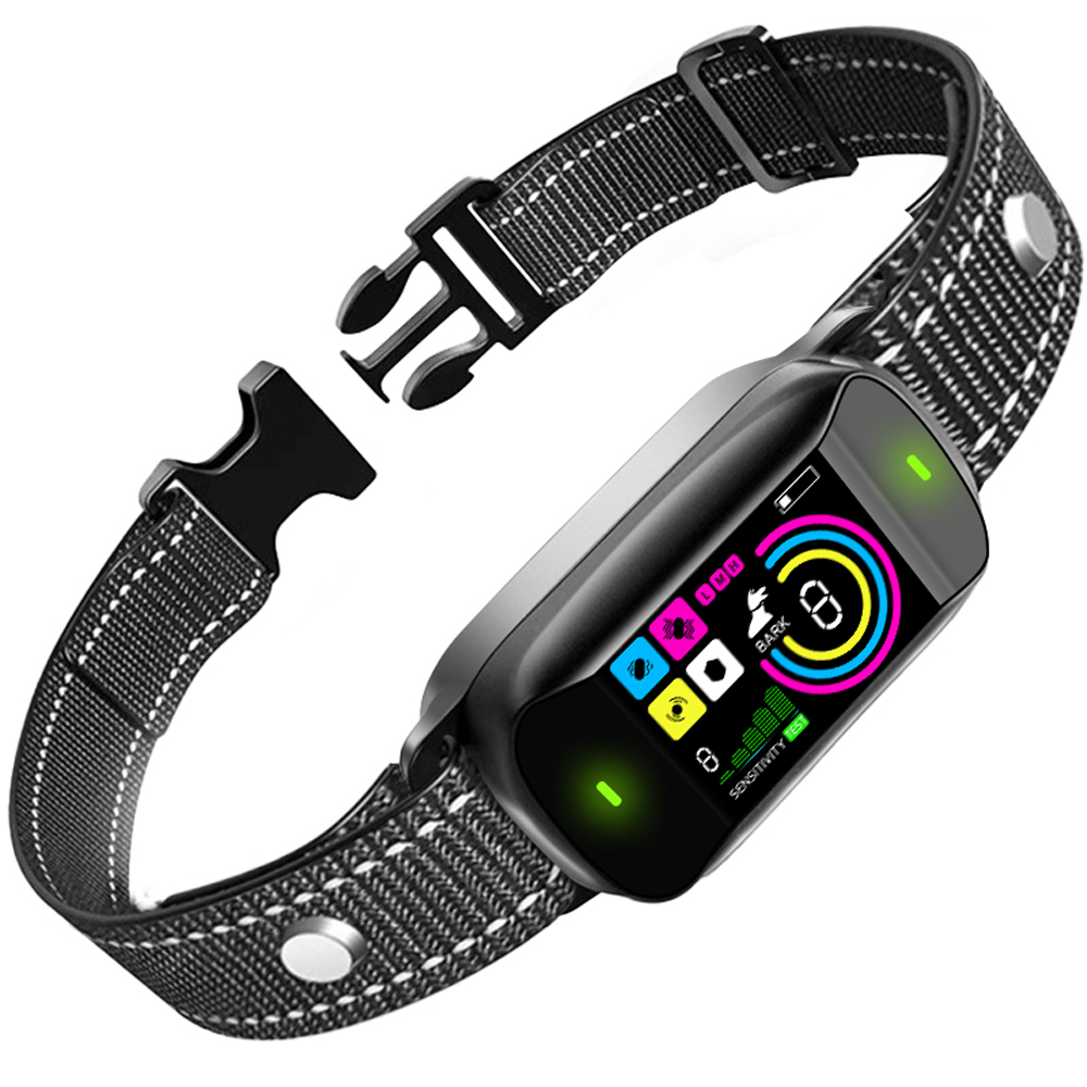 PB30 Dog Bark Collar for Large Medium Small Dogs, Rechargeable Smart Bark Collar, Anti Barking Training Collar with 5 Adjustable Sensitivity Beep Vibration (Black) - PawPaw-Pet