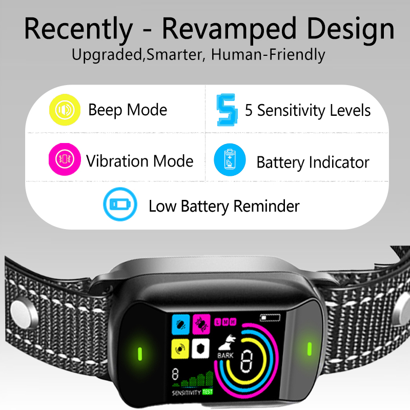 PB30 Dog Bark Collar for Large Medium Small Dogs, Rechargeable Smart Bark Collar, Anti Barking Training Collar with 5 Adjustable Sensitivity Beep Vibration (Black) - PawPaw-Pet