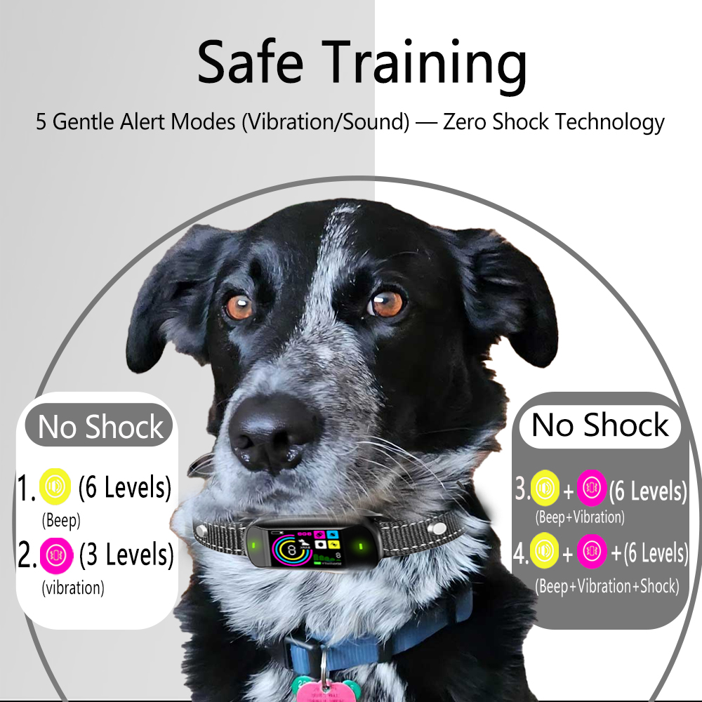 PB30 Dog Bark Collar for Large Medium Small Dogs, Rechargeable Smart Bark Collar, Anti Barking Training Collar with 5 Adjustable Sensitivity Beep Vibration (Black) - PawPaw-Pet