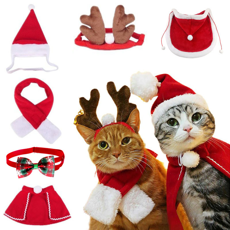 4 Pack Adjustable Breakaway Cat Collars - Christmas Bow Tie with Bells, Plaid & Snowflake Designs - PawPaw-Pet
